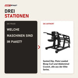 Frage und Antwort zu Titanium Strength Biceps, Triceps & Abs Pack: Welche Maschinen sind im Paket?