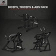 Titanium Strength Biceps, Triceps & Abs Pack: alle drei Geräte zusammen in einem dunklen Studio