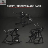 Titanium Strength Biceps, Triceps & Abs Pack: alle drei Geräte zusammen in einem dunklen Studio