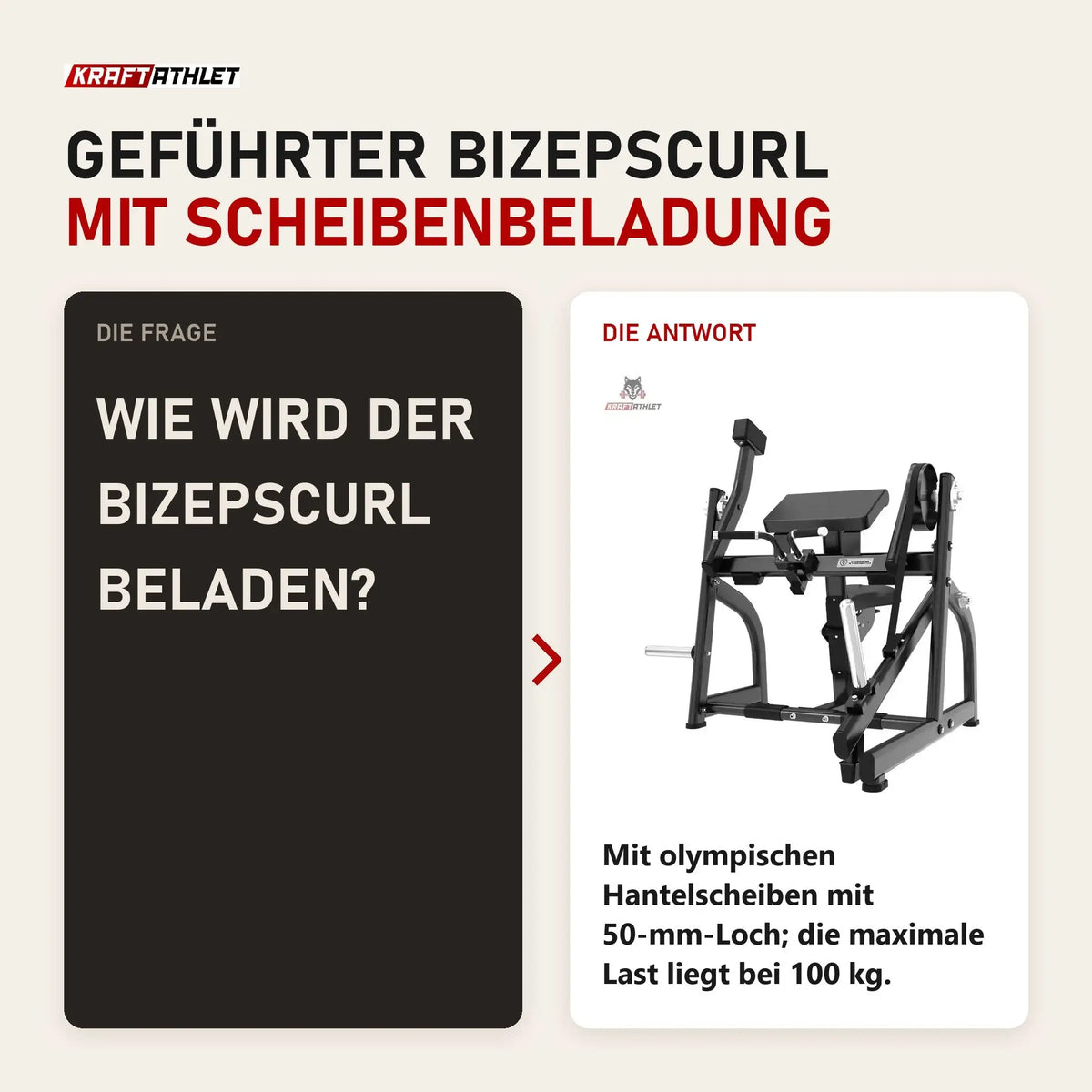 Frage und Antwort zu Titanium Strength Bizepscurl Black Series mit Gewichtsscheiben: Wie wird der Bizepscurl beladen?