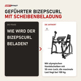 Frage und Antwort zu Titanium Strength Bizepscurl Black Series mit Gewichtsscheiben: Wie wird der Bizepscurl beladen?