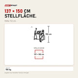 Maßbild Titanium Strength Bizepscurl Black Series mit Gewichtsscheiben: Stellfläche 137 × 150 cm, Höhe 152 cm