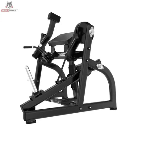 Titanium Strength Bizepscurl Black Series mit Gewichtsscheiben in Schrägansicht von hinten auf Rahmen und Griffe