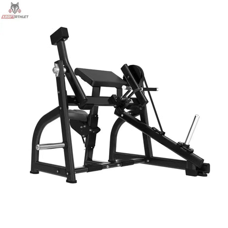 Titanium Strength Bizepscurl Black Series mit Gewichtsscheiben in Seitenansicht mit Sitz, Armpolster und Hebelarm