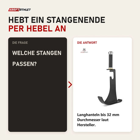 Frage und Antwort zu Titanium Strength BJX Barbell Jack Hantelheber: Welche Stangen passen?
