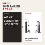 Frage und Antwort zu Titanium Strength Black Series 2-Station Cable Crossover: Wie viel Gewicht hat jede Seite?