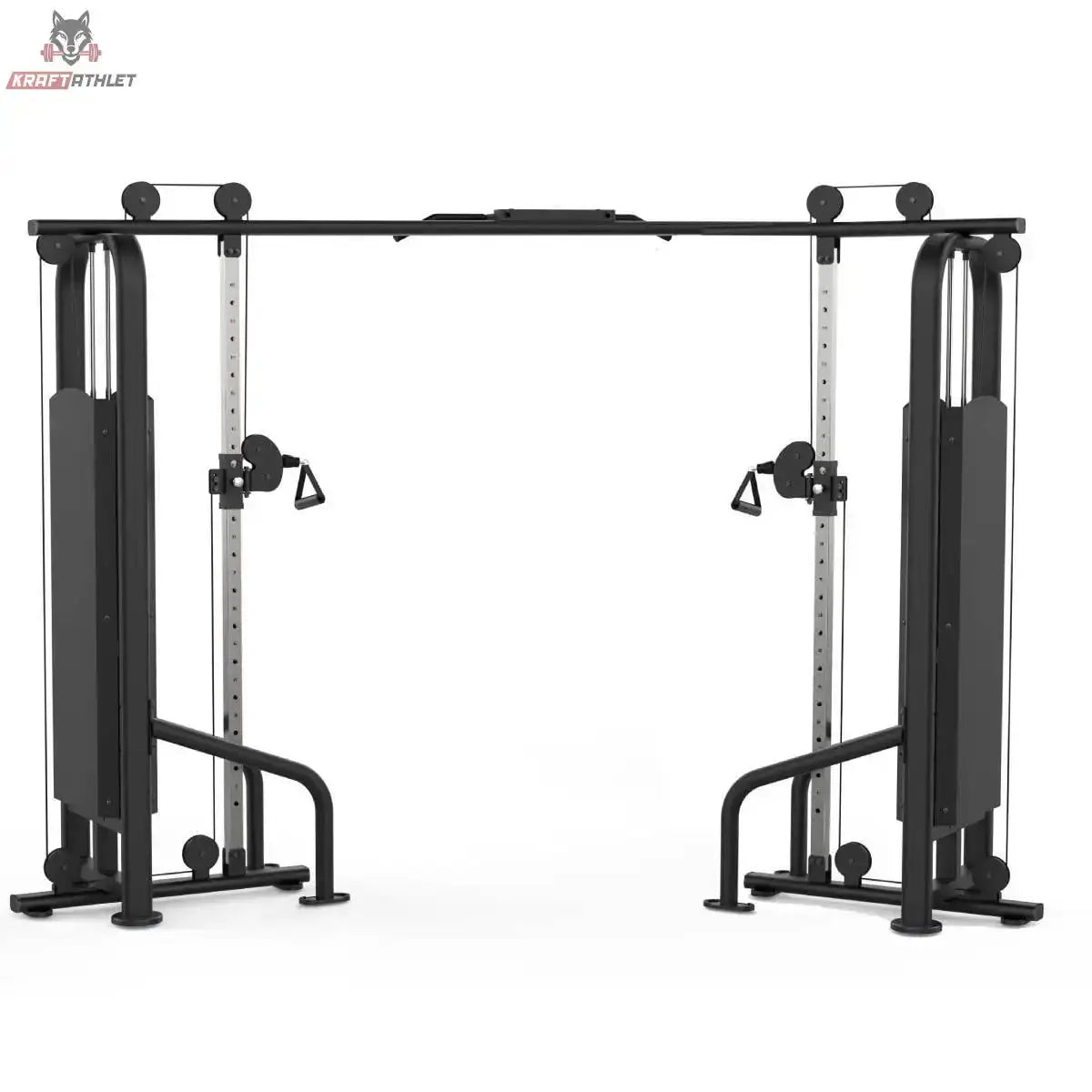 Titanium Strength Black Series 2-Station Cable Crossover in Schwarz, Frontansicht mit beiden Gewichtstürmen