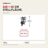 Maßbild Titanium Strength Black Series 45-Grad-Beinpresse: Stellfläche 240 × 161 cm, Höhe 148 cm