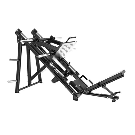 Titanium Strength Black Series 45-Grad-Beinpresse – Seitliche Schrägansicht mit Fußplatte und Sitz