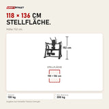 Maßbild Titanium Strength Black Series Abdominal Crunch: Stellfläche 118 × 136 cm, Höhe 152 cm