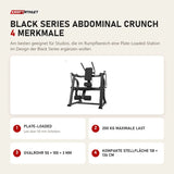 Titanium Strength Black Series Abdominal Crunch mit 4 Merkmalen: Plate-Loaded, 200 kg maximale Last, Ovalrohr 50 × 100 × 3 mm, Kompakte Stellfläche 118 × 136 cm