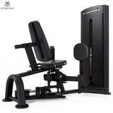 Titanium Strength Black Series Abduktorenmaschine – Seitliche Schrägansicht mit Beinpolstern und Gewichtsturm
