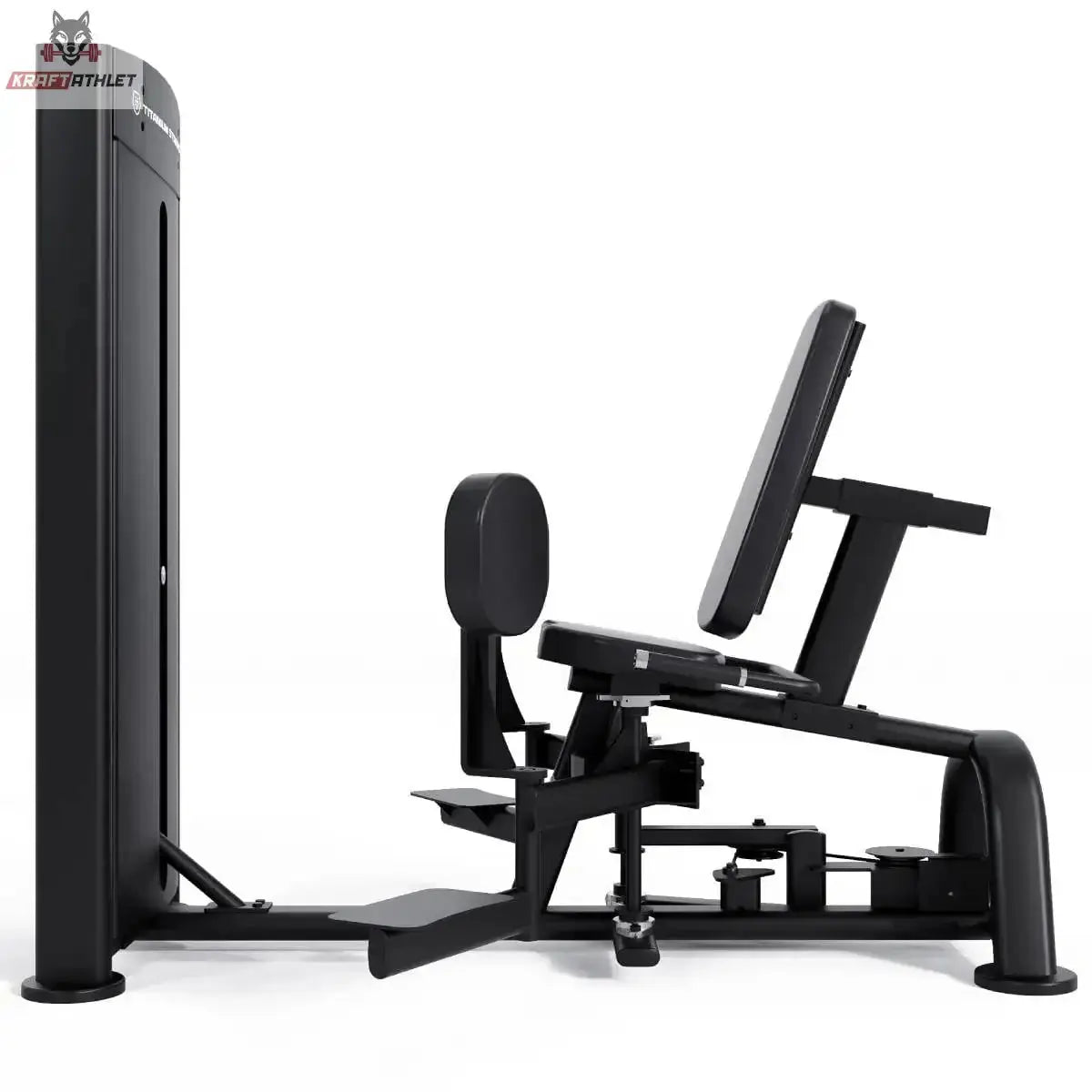 Titanium Strength Black Series Abduktorenmaschine – Seitenansicht mit Rückenlehne, Sitz und Gewichtsturm