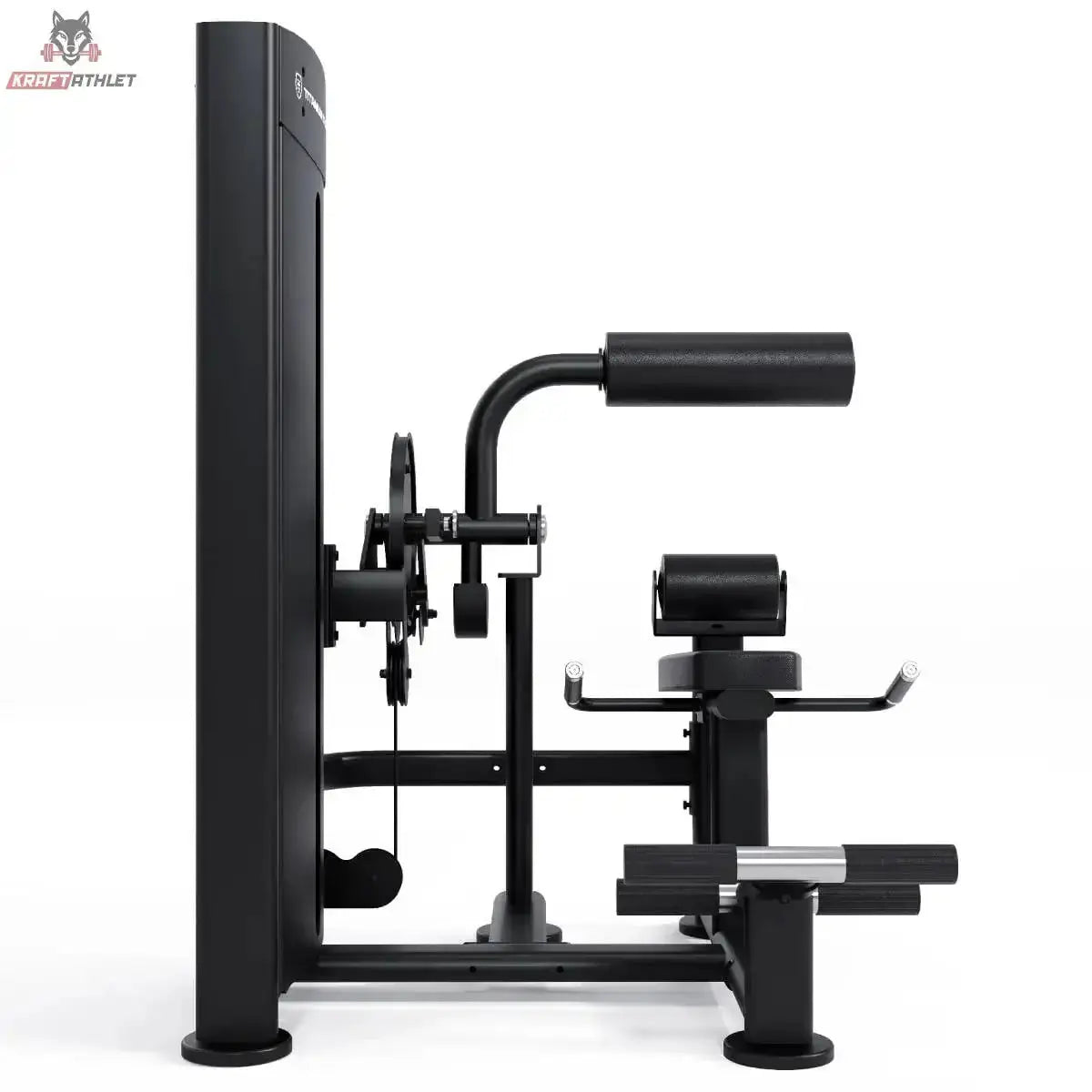Titanium Strength Black Series Bauch & Unterer Rücken – Profilansicht mit Polstern, Hebelarm und Rahmen