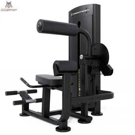 Titanium Strength Black Series Bauch & Unterer Rücken – Schrägansicht mit Schulterpolster, Sitz und Fußstützen