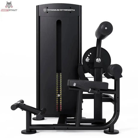 Titanium Strength Black Series Bauch & Unterer Rücken – Seitenansicht mit Schwenkarm, Sitz und Gewichtsturm
