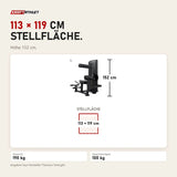 Maßbild Titanium Strength Black Series Bauchmuskelmaschine: Stellfläche 113 × 119 cm, Höhe 152 cm
