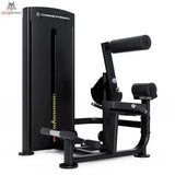 Titanium Strength Black Series Bauchmuskelmaschine – Schrägansicht mit Rückenpolster und Fußstützen