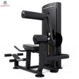 Titanium Strength Black Series Bauchmuskelmaschine – Schrägansicht mit Brustpolster, Sitz und Fußstützen