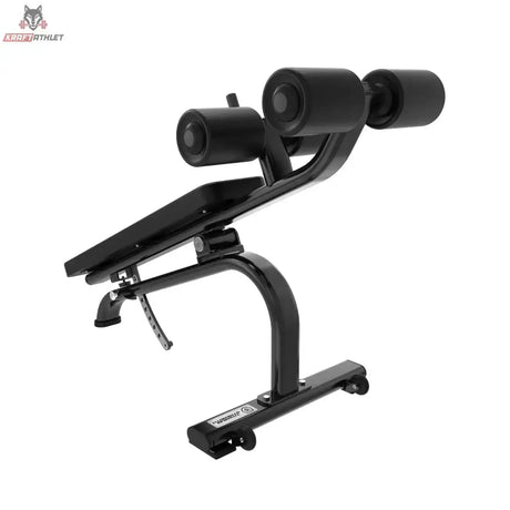 Titanium Strength Black Series Bauchtrainer verstellbar als Detail der Beinrollen am gebogenen Rahmen und des Verstellbügels