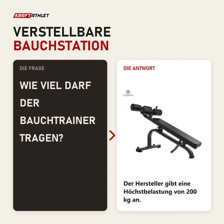 Frage und Antwort zu Titanium Strength Black Series Bauchtrainer verstellbar: Wie viel darf der Bauchtrainer tragen?
