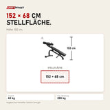 Maßbild Titanium Strength Black Series Bauchtrainer verstellbar: Stellfläche 152 × 68 cm, Höhe 102 cm
