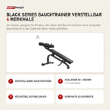 Titanium Strength Black Series Bauchtrainer verstellbar mit 4 Merkmalen: Verstellbare Bauchstation, Ovalrohr 50 × 100 mm, Höchstbelastung 200 kg, Kompakte 68 cm Breite