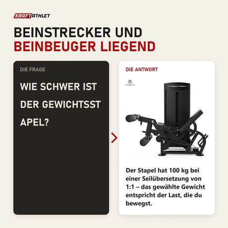 Frage und Antwort zu Titanium Strength Black Series Beinbeuger im Liegen und Beinstrecker: Wie schwer ist der Gewichtsstapel?