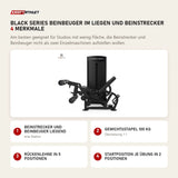 Titanium Strength Black Series Beinbeuger im Liegen und Beinstrecker mit 4 Merkmalen: Beinstrecker und Beinbeuger liegend, Gewichtsstapel 100 kg, Rückenlehne in 5 Positionen, Startposition je Übung in 2 Positionen