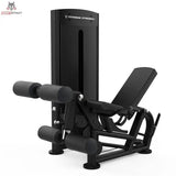 Titanium Strength Black Series Beinbeuger im Liegen und Beinstrecker: Schrägansicht von vorne mit Sitz und Beinrollen, in Schwarz