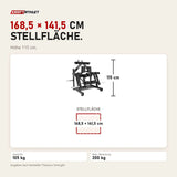 Maßbild Titanium Strength Black Series IsoLateral Beinbeuger Knien: Stellfläche 168,5 × 141,5 cm, Höhe 115 cm