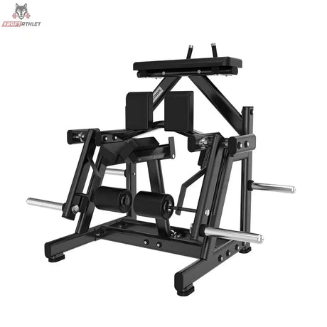 Titanium Strength Black Series IsoLateral Beinbeuger Knien in Schrägansicht von links mit Hebelarmen