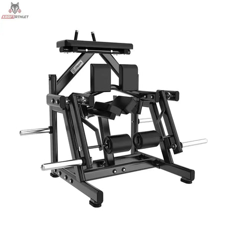 Titanium Strength Black Series IsoLateral Beinbeuger Knien in Schrägansicht mit Kniepolstern und Armauflage