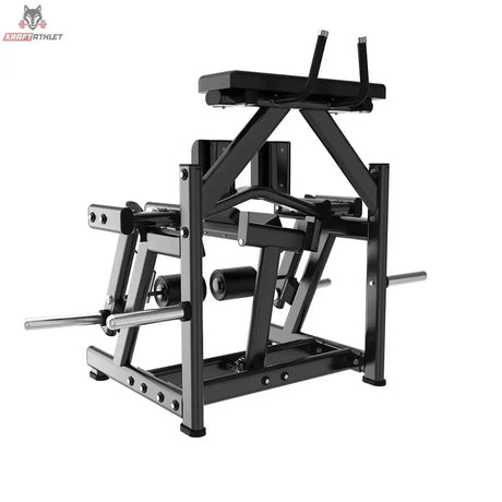 Titanium Strength Black Series IsoLateral Beinbeuger Knien in Seitenansicht mit Rahmen und Scheibenaufnahme