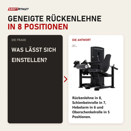 Frage und Antwort zu Titanium Strength Black Series Beinbeuger sitzend: Was lässt sich einstellen?