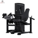 Titanium Strength Black Series Beinbeuger sitzend – Schrägansicht mit Beinrollen, Rückenlehne und Haltegriffen