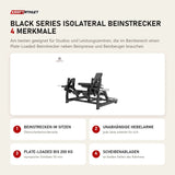 Titanium Strength Black Series IsoLateral Beinstrecker mit 4 Merkmalen: Beinstrecken im Sitzen, Unabhängige Hebelarme, Plate-Loaded bis 200 kg, Scheibenablagen