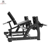Titanium Strength Black Series IsoLateral Beinstrecker in Schrägansicht von hinten mit Lehne und Hebelarmen