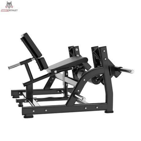 Titanium Strength Black Series IsoLateral Beinstrecker in Schrägansicht von hinten mit Lehne und Hebelarmen