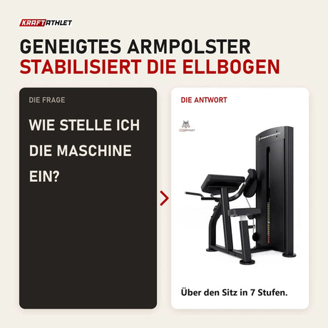 Frage und Antwort zu Titanium Strength Black Series Bizepscurl: Wie stelle ich die Maschine ein?