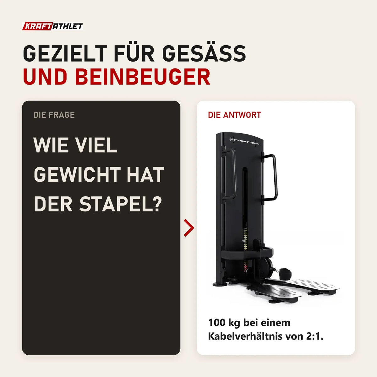 Frage und Antwort zu Titanium Strength Black Series Cable Kick Back: Wie viel Gewicht hat der Stapel?