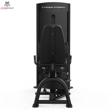 Titanium Strength Black Series Dual Abduktor/Adduktor: Ansicht von hinten auf den Gewichtsturm, in Schwarz