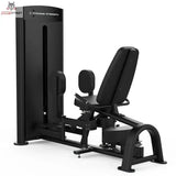 Titanium Strength Black Series Dual Abduktor/Adduktor: Schrägansicht von vorne mit Sitz, Rückenpolster und Beinpolstern, in Schwarz