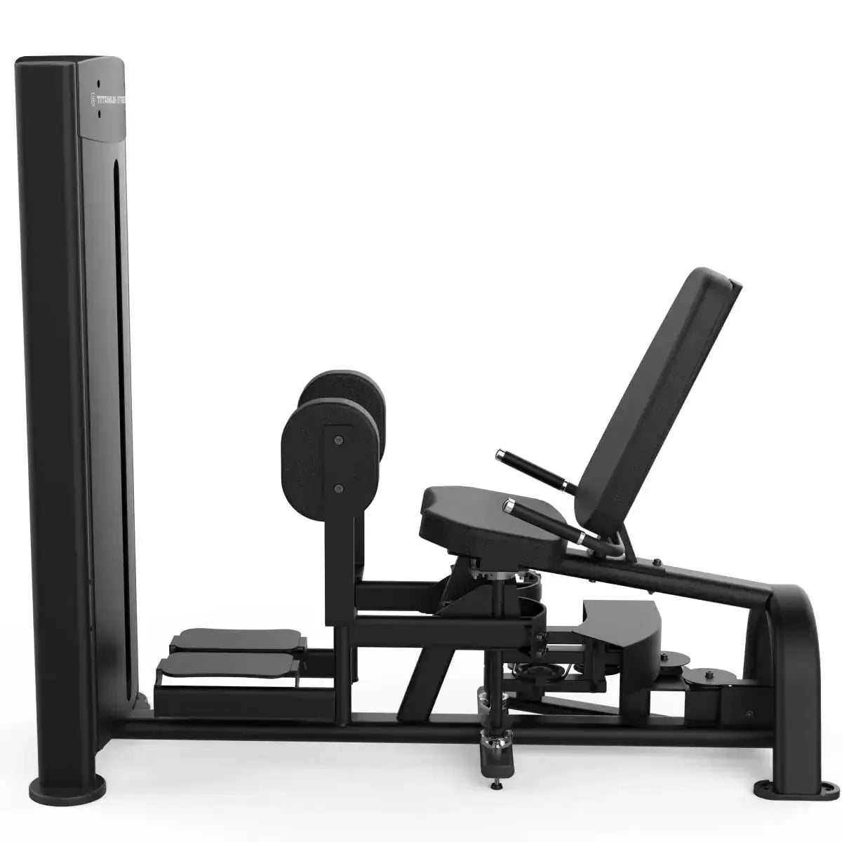 Titanium Strength Black Series Dual Abduktor/Adduktor: Seitenansicht mit verstellbarer Rückenlehne und Gewichtsturm, in Schwarz