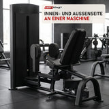 Titanium Strength Black Series Dual Abduktor/Adduktor in einem fertig eingerichteten Studio mit dunklen Wänden und Gummiboden