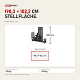 Maßbild Titanium Strength Black Series Dual-Beinpresse / Hack Squat V2: Stellfläche 198,3 × 102,2 cm, Höhe 160,2 cm