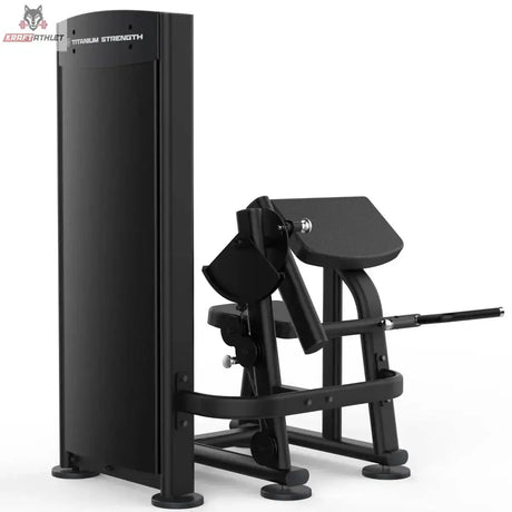 Titanium Strength Black Series Dual Bizepscurl und Trizepsextension: Seitenansicht mit Gewichtsturm und Armpolster, in Schwarz