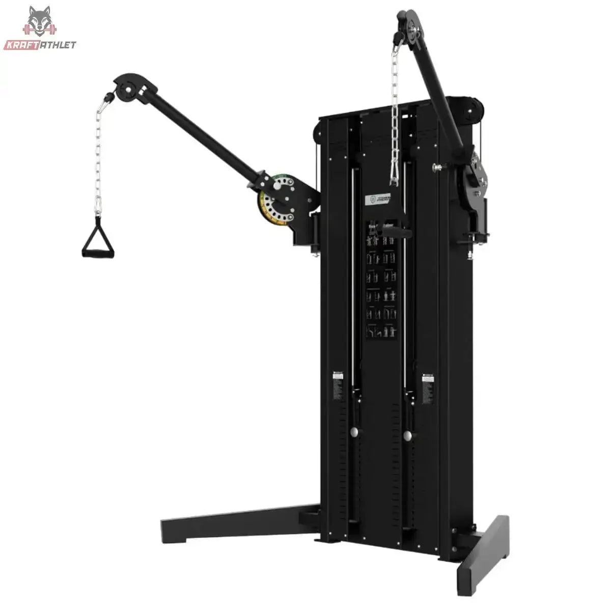 Titanium Strength Black Series Dual Cable Cross, Seitenansicht mit Gewichtsturm und Seilrolle