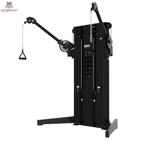 Titanium Strength Black Series Dual Cable Cross, Seitenansicht mit Gewichtsturm und Seilrolle