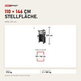 Maßbild Titanium Strength Black Series Functional Trainer: Stellfläche 110 × 146 cm, Höhe 229 cm